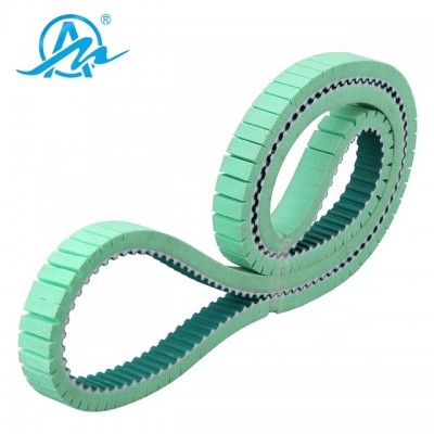 Special processing add green sponge coated pu endless timing belt